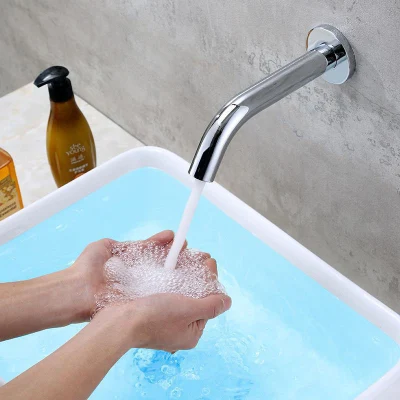 Robinet à capteur automatique sans contact, fixation murale pour lavage des mains de salle de bains